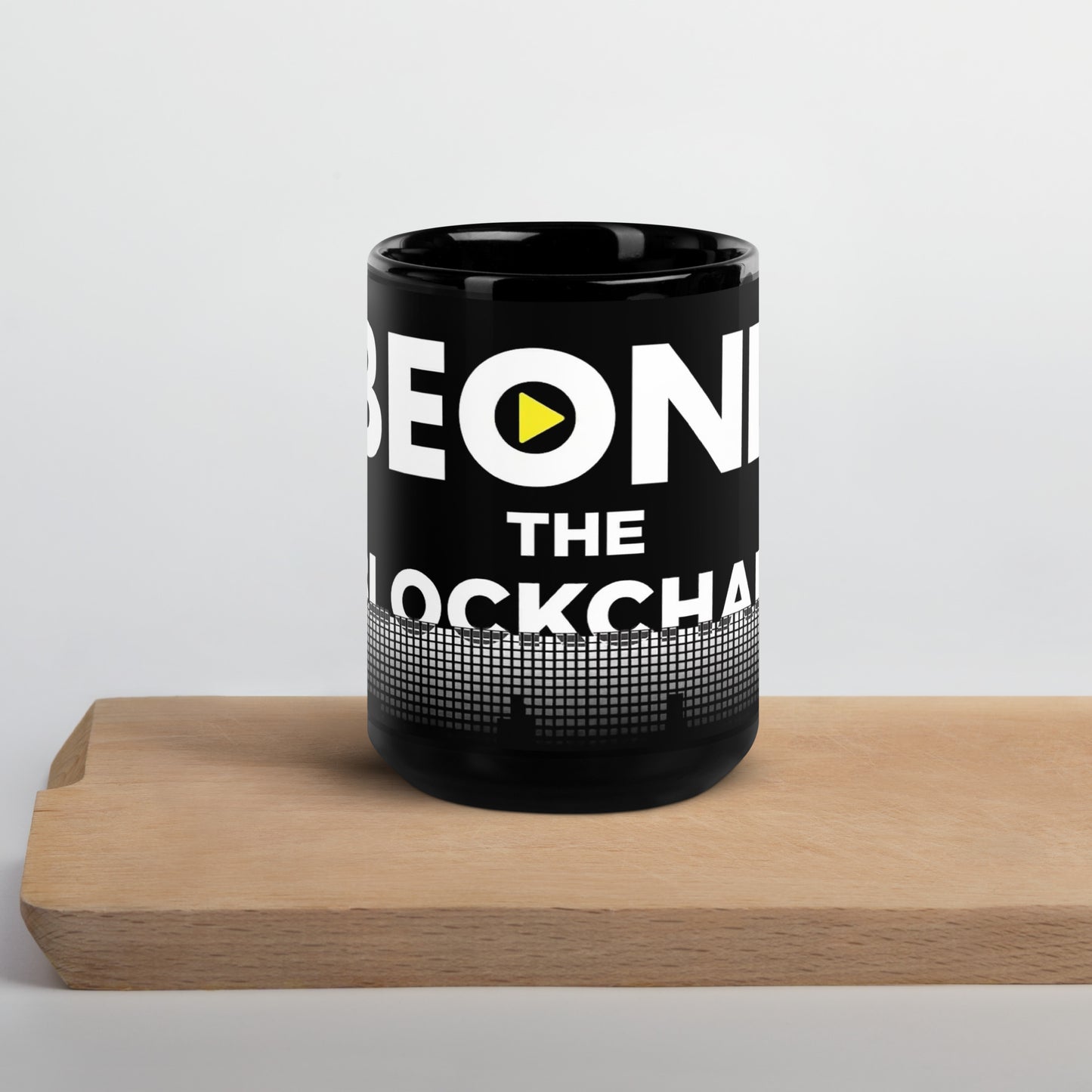 BEOND the Blockchain Black Glossy Mug